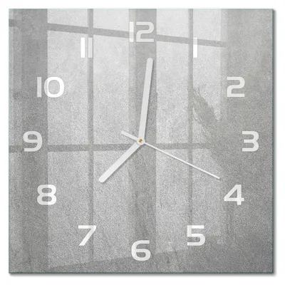 Produktbild von Glas Wanduhr 30x30 cm - Wanduhr - lautlose Wanduhr - ohne Ticken - geräuschloses Uhrwerk - schleichende Zeiger - moderne Uhr - Design Uhr - Wohnzimmer Uhr - Graue Wand