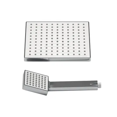 Produktbild von JOHO ABS Kopfbrause Eckig Regendusche Duschkopf mit Handbrause, 8 Zoll Brausekopf Quadratisch Einbauduschkopf Mit Anti-Kalk Düsen 20x20cm Chrom