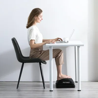 Produktbild von Fußstütze Büro - Ergonomische Fußbank mit 2 optionalen Bezügen, höhenverstellbar für Büro und Zuhause
