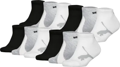 Produktbild von PUMA Kinder Sneakersocken, 12er Pack - BWT Sneaker 12P, Logos, einfarbig Schwarz/Weiß/Grau 35-38