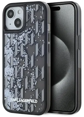 Obrázok produktu pre Karl Lagerfeld – Hardcase Liquid Glitter – kryt s trblietkami pre iPhone 15 – Monogram