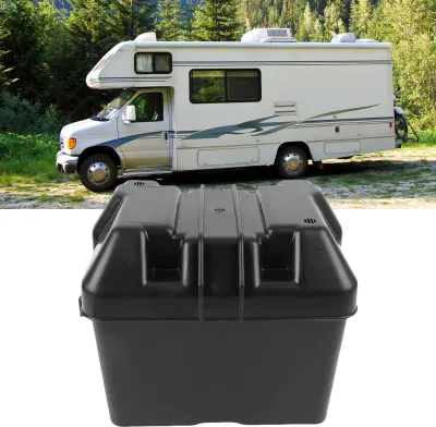 Productafbeelding van Marinebatterijbehuizingen, robuuste 12-V behuizingen met bevestigingsriemen en bevestigingsmateriaal, geschikt voor campers, auto's, boten en aanhangwagens voor reizen