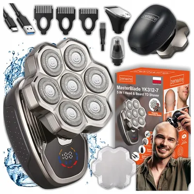 Zdjęcie produktu dla Golarka Męska Maszynka Trymer do Golenia Głowy Włosów Nosa 7D Bezprzewodowa Zenwire MasterBlade YK312-7