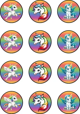 Produktbild von Muffinaufleger Cupcakes Muffins Zuckerpapier Kindergeburtstag Fantasy Einhorn Einhörner FT11