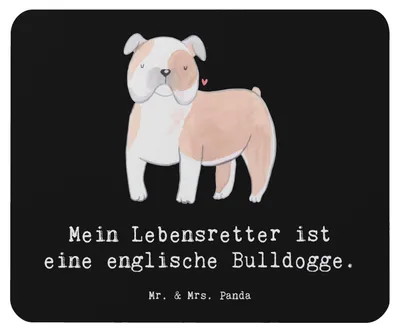 Produktbild von Mr. & Mrs. Panda Mousepad Englische Bulldogge Lebensretter - Schwarz - Geschenk, mauspad laptop, Mouse Pad, pc, English Bulldog, mousematte