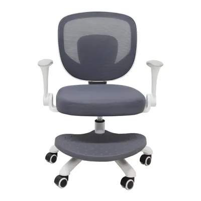 Produktbild von Ergonomischer Kinder Schreibtischstuhl höhenverstellbar mit Fußstütze – Drehstuhl für Kinder, Grau