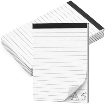 Produktbild von PolkaHome® Notizblock, A6-Format, liniert, 5 Stück, 30 Blatt pro Block, abreißbar, für Schule, Büro und Haushalt