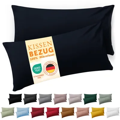 Produktbild von Kissenbezüge, 40 x 60 cm, 2er-Set – Dunkelblau, 100 % Mikrofaser, waschbar