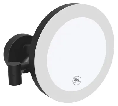 Immagine prodotto di Sapho X-ROUND BLACK Specchio cosmetico da appendere con illuminazione a LED, diametro 200 mm, nero opaco