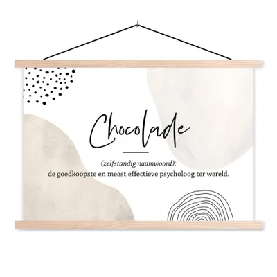 Produktbild von MuchoWow® Textilposter Sprichwörter - Schokolade - Zitate - Wörterbuch - Definition Schokolade 60x40 cm mit holzfarbenen Rahmen - Bilder