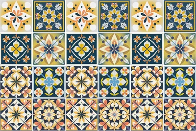 Produktbild von Fliesenaufkleber 15x15 cm – 24 Stück – Selbstklebend – Wasserfest – Pflegeleicht – Hitzebeständig – Für Küche & Bad – Marokkanische Fliesenzusammensetzung