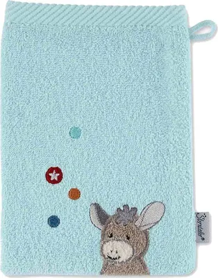 Produktbild von Sterntaler Waschhandschuh Esel Emmi in Mittelblau, 15x21cm, Baumwolle, Abbildung, Cyan, Waschlappen, 1 Stück(e)