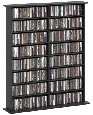 Produktbild von Modernes CD-Bš¹cherregal aus Holz mit 16 F?chern, 106,5 x 24 x 126,3 cm, Schwarz