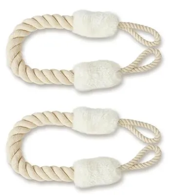Produktbild von Türstopper Klinke, 2 Stück Türkordel Klemmschutz, 60 cm Baumwolle Türstopper Seil für Haustier und Kinder Fingerschutz, Türklinken stopper, kein Zuknallen der Tür mehr(Weiß)