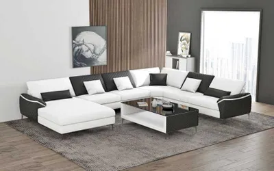 Produktbild von Wohnlandschaft Couchen Ledersofa Ecksofa U Form Weiß Sofa Groß Neu