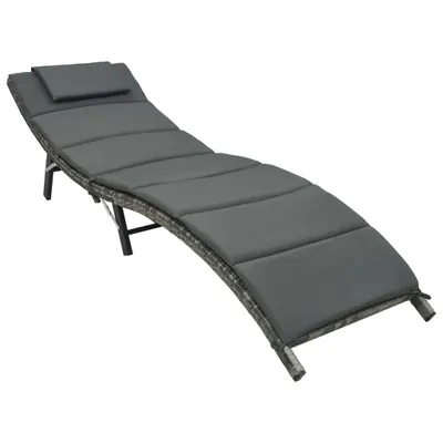 Produktbild von vidaXL Sonnenliege mit Auflage Klappbar Poly Rattan Grau