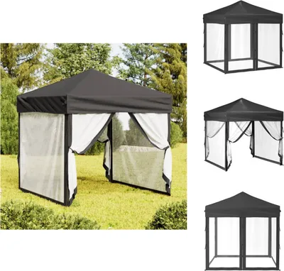 Image de vidaXL Tente de réception pliante avec parois latérales Anthracite 2x2 m - Pavillons & Tentes de réception