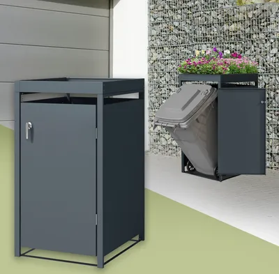 Obrázek produktu pro ML-Design 1 box na odpadky se stříškou pro 1 odpadkový koš, 240L 68x80x124 cm, antracit, ocel, odolný proti povětrnostním vlivům/zamykatelný