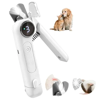 Produktbild von Professioneller Haustier Nagelpflege Set, Elektrischer Nageltrimmer + Feile, 3 Geschwindigkeitsstufen, Ergonomisch, LED Beleuchtung, Weiß