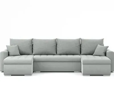 Zdjęcie produktu dla Narożnik Luis, narożnik U-kształt, sofa, kanapa, z funkcją spania, pojemnik na pościel, dekoracyjne pikowanie, meble tapicerowane, Storm 70, szary