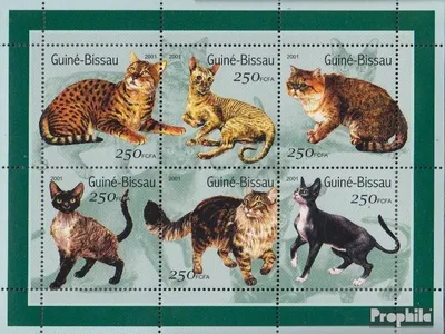 Produktbild von Briefmarken Guinea-Bissau 2001 Mi 1522-1527 Kleinbogen (kompl.Ausg.) postfrisch Katzen