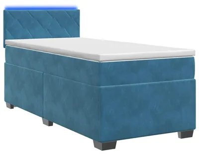 Immagine prodotto di Letto con rete a molle e materasso, con illuminazione LED blu, 90 x 190 cm, rivestito in velluto