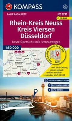 Produktbild von KOMPASS Fahrradkarte 3211 Rhein-Kreis Neuss, Kreis Viersen, Düsseldorf 1:50.000