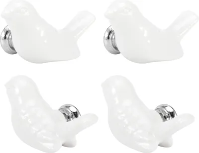 Obrázok produktu pre 4 sady keramických gombíkov v tvare vtáka DIY pre zásuvky skrinky ťahať rukoväť nábytku príslušenstvo