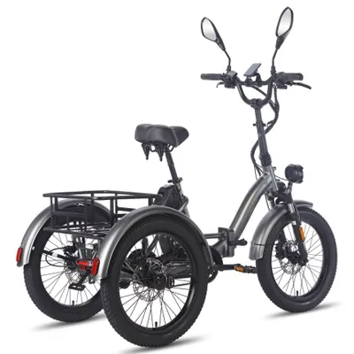 Produktbild von E-Bike Dreirad für Erwachsene 48V 21Ah Akku 115KM Herren E Bike Damen Hinteren Dreifachbremsen, Elektrofahrräder 65N.m, Fat Ebike 20 Zol Grau 2025