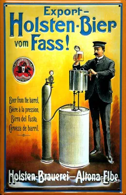 Produktbild von Blechschild Holsten Bier vom Fass Hamburg Schild Fassbier Werbeschild