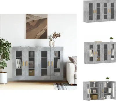 Produktbild von vidaXL Wandschränke 2 Stk. Betongrau Holzwerkstoff -  Sideboards