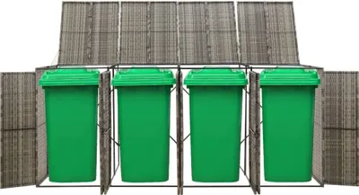Produktbild von vidaXL Mülltonnenbox für 4 Tonnen Grau 274x80x117 cm Poly Rattan