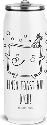 Produktbild von Mr. & Mrs. Panda Trinkflasche Toast Party - Weiß - Geschenk, Schul, Jahrestag, für Freundin, Freund, sport, Thermosflasche, Frauen, Wasserflasche, Valentinstag