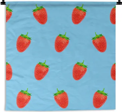 Produktbild von MuchoWow® Wandteppich Wandbehang Erdbeere - Muster - Sommer 150x150 cm Tapisserie Dekoration Wandtuch - Wohnaccessoires - Modernes