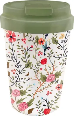 KUBEK PODRÓŻNY PTAKI I KWIATY 350 ml - CHIC-MIC