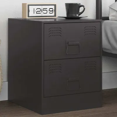 Image de vidaXL Table de nuit noire 34,5x39x44 cm acier