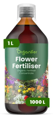 Zdjęcie produktu dla Flower Nawóz Płynny 1 L – 3-4-3 NPK – Do Kvitnúce Rośliny – Do Bujne Kwiaty i Intenzívny Wzrost – Podporuje Korzenie i Vitalitu – Organifer