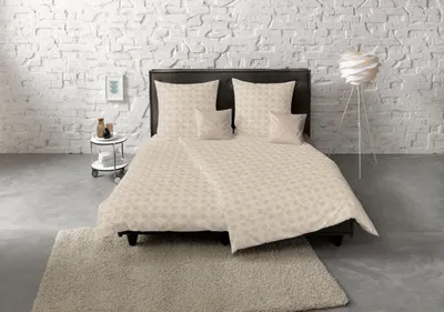 Produktbild von Fleuresse Jacquard Bettwäsche uni 135x200 Blüten Blumen beige 454611-9050