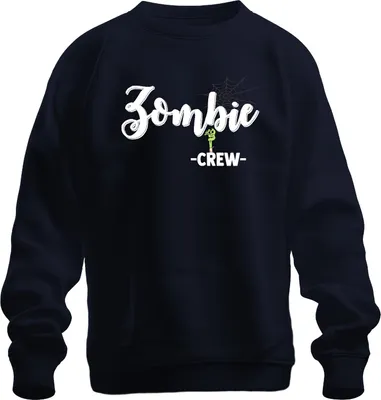 Produktbild von Zombie -CREW- Halloween Grusel Untote Spuk Zombiefan Spinnenweben Uni Sweatshirt Pullover, Navy, XXL