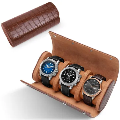 Produktbild von Uhrenbox Kunstleder Dunkelbraun für 3 Uhren