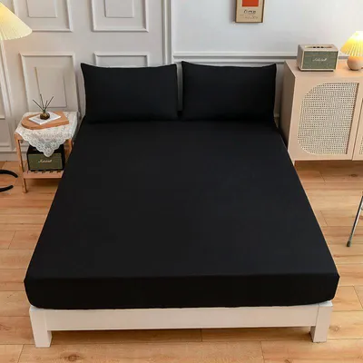Produktbild von MODFU Jersey-Spannbettlaken, 90 x 200 cm, Spannbettlaken aus 100 % Baumwolle, Schwarz