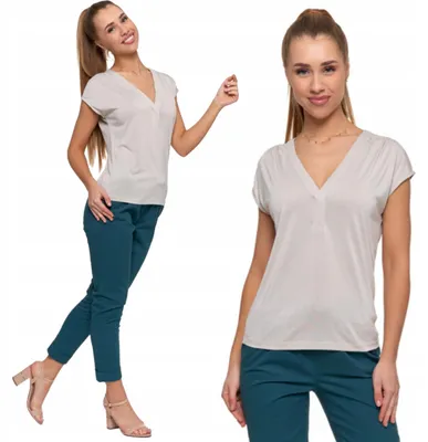 Productafbeelding van Moraj | Dames T-shirt - V-hals - Korte mouwen - Maat XXL - Effen kleur