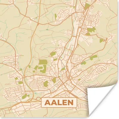 Obrázok produktu pre MuchoWow® Plagát - Mapa - Aalen - Mapa mesta - Vintage - Mapa - 50x50