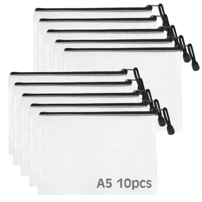 Produktbild von 10er Pack Dokumententaschen A5 mit Reißverschluss, wasserdicht, PVC