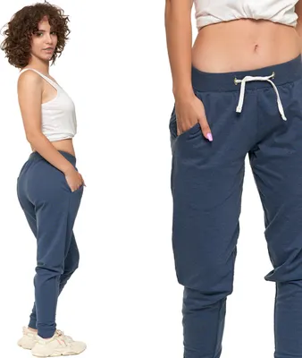 Zdjęcie produktu dla Moraj damskie spodnie do biegania spodnie treningowe spodnie sportowe jogger sznurek bawełna 3200-004, Kolor: Jeans, Rozmiar: M
