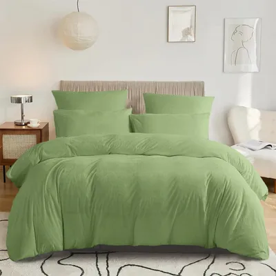 Immagine prodotto di Biancheria da letto 220x240 cm, inverno, in pile verde, microfibra, calda e confortevole, con 2 federe 80x80 cm