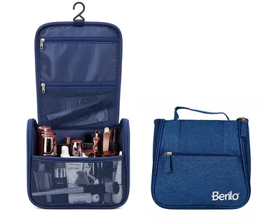 Produktbild von KULTURTASCHE zum Aufhängen 22x21x10cm Kulturbeutel Kosmetiktasche Reisetasche Toilettenorganizer Reise Tasche 81 (Blau)