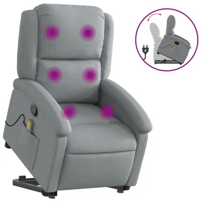 Image de vidaXL Fauteuil de massage avec releveur Gris clair Tissu