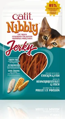 Productafbeelding van Catit Nibbly Jerky met kip en vis, 30 gram