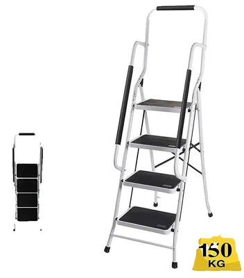 Immagine prodotto di Scala a pioli, acciaio legato, 4 gradini, capacità portante di 150 kg, larghezza 47 cm, profondità 83 cm